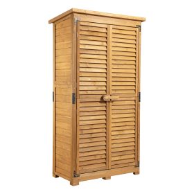 Terpo Lesena vrtna omara s 3 predelki 87 × 46,5 × 160 cm – smrekov les in bitumenska streha