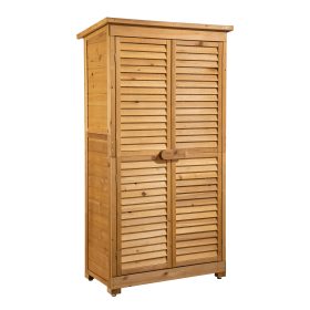 Terpo Lesena vrtna omara z lamelnimi dvojnimi vrati 82,5 × 42,5 × 160 cm – smrekov les in bitumenska streha
