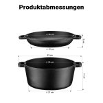 Terpo Litoželezni lonec za žar 6,2 l s pokrovom, stojalom in držalom pokrova – 32 × 26 × 15,5 cm