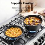 Terpo Litoželezni lonec za žar 6,2 l s pokrovom, stojalom in držalom pokrova – 32 × 26 × 15,5 cm