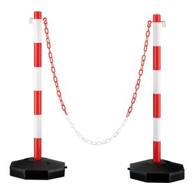 Terpo Mobilna zapora za parkirno mesto 80x28x28 cm z 1,4 m verigo, rdeče-bela – zaporni stebriček