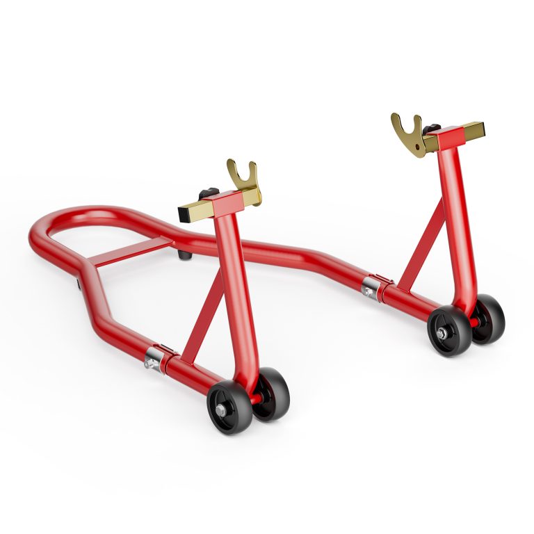 Terpo Motoristično stojalo za zadnje kolo 200–340 mm, 450 kg, jekleno – montažni stojnik s kolesci