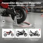 Terpo Motoristično stojalo za zadnje kolo 245–360 mm, 317 kg, aluminijasto – montažni stojnik