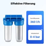 Terpo 2-stopenjski vodni filter 10″, 5 µm, 1/2″, NW-BR10B3, 274 × 150 × 355 mm Vodni filtri