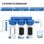 Terpo 3-stopenjski vodni filter 10″, 5 µm, 3/4″, NW-BR10B4, 400 × 160 × 360 mm Vodni filtri