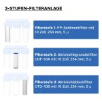 Terpo 3-stopenjski vodni filter 10″, 5 µm, 3/4″, NW-BR10B4, 400 × 160 × 360 mm Vodni filtri