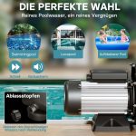 Terpo Obtočna črpalka za bazen 33.600 l/h, 1500 W – višina črpanja 18 m, IPX5
