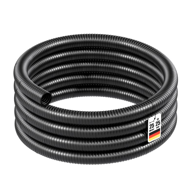 Terpo Ojačana spiralna sesalna cev Ø 25 mm, 25 m – črn PVC