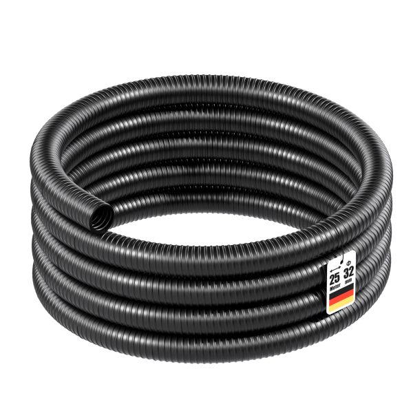 Terpo Ojačana spiralna sesalna cev Ø 32 mm, 25 m – črn PVC za vodo in ribnik