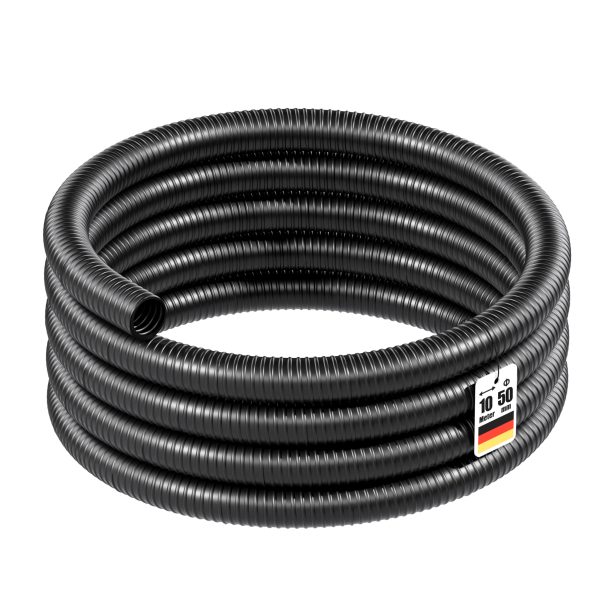 Terpo Ojačana spiralna sesalna cev Ø 50 mm, 10 m – črn PVC za vodo in ribnik