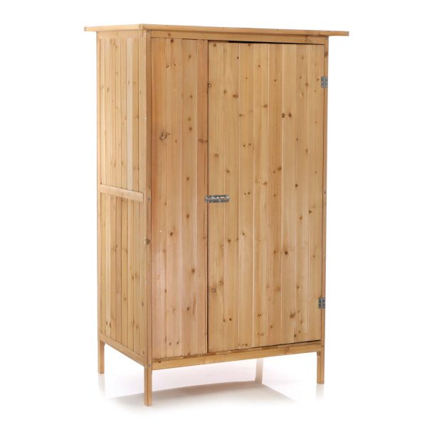 Terpo Ozka lesena vrtna omara z 1 vrati 91 × 58,5 × 150 cm – 4 predelki in bitumenska streha