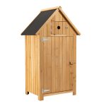 Terpo Ozka lesena vrtna omara s 4 predelki 77 × 54 × 137 cm – smrekov les in bitumenska dvokapna streha