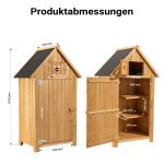 Terpo Ozka lesena vrtna omara s 4 predelki 77 × 54 × 137 cm – smrekov les in bitumenska dvokapna streha