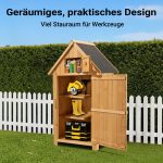 Terpo Ozka lesena vrtna omara s 4 predelki 77 × 54 × 137 cm – smrekov les in bitumenska dvokapna streha