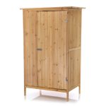 Terpo Ozka lesena vrtna omara z 1 vrati 91 × 58,5 × 150 cm – 4 predelki in bitumenska streha