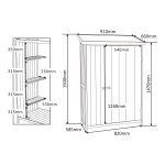 Terpo Ozka lesena vrtna omara z 1 vrati 91 × 58,5 × 150 cm – 4 predelki in bitumenska streha