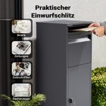 Terpo Paketnik – Antracit, 410 × 383 × 1020 mm Fasada, vrata, ograja
