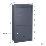 Terpo Paketnik – antracit, nabiralnik 470 × 220 × 870 mm, stojalo 570 × 1500 mm