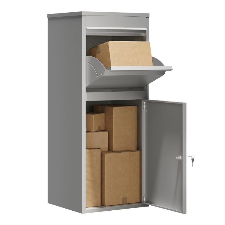 Terpo Paketnik – Siva, 410 × 383 × 1020 mm Fasada, vrata, ograja