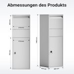 Terpo Paketnik – Srebrna, 460 × 450 × 1400 mm Fasada, vrata, ograja