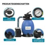 Terpo Peščeni filter za bazen 10.000 l/h, 250 W – 26 l filtrski rezervoar, IPX5