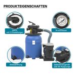 Terpo Peščeni filter za bazen 10.000 l/h, 250 W – 14 l filtrski rezervoar, IPX5