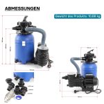 Terpo Peščeni filter za bazen 10.000 l/h, 250 W – 14 l filtrski rezervoar, IPX5