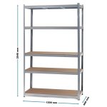 Terpo Pocinkani regal 1200 × 600 × 2040 mm, 5 polic po 200 kg, srebrn Delavnica in orodje