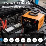 Terpo Polnilec akumulatorja 12–24 V, 16 A, za akumulatorje 30–300 Ah, moč 490 W – LCD zaslon, ročaj za prenašanje