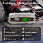 Terpo Polnilec akumulatorja 6–12 V, 4 A, za akumulatorje 10–150 Ah – za avtomobile in motorje, LCD zaslon