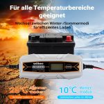 Terpo Polnilec akumulatorja 6–12 V, 4 A, za akumulatorje 10–150 Ah – za avtomobile in motorje, LCD zaslon