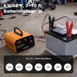 Terpo Polnilec akumulatorja 6–12 V, nastavljiv tok 3–10 A, za akumulatorje 10–150 Ah – LCD zaslon, ročaj za prenašanje