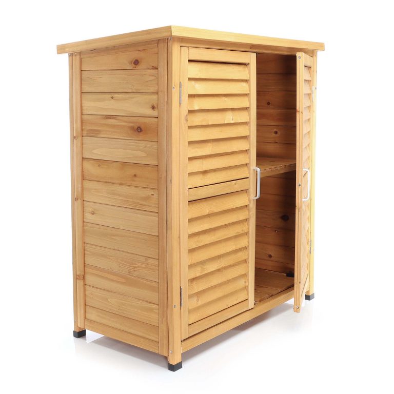 Terpo Polvisoka lesena vrtna omara z 2 predelkoma 87 × 46,5 × 91,6 cm – smrekov les