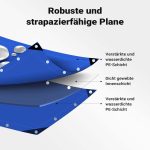 Terpo Vodoodporna ponjava modra 4x3 m iz PE 240 g/m² – UV-odporna zaščitna ponjava z očesci za vrt, vozila in gradbišča