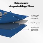Terpo Vodoodporna ponjava modra 5x7 m iz poliestra 650 g/m² s PVC prevleko – UV-odporna zaščitna ponjava z očesci iz nerjavečega jekla