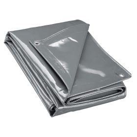 Terpo Vodoodporna ponjava siva 3x4 m iz poliestra 650 g/m² s PVC prevleko – UV-odporna zaščitna ponjava z očesci iz nerjavečega jekla