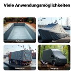 Terpo Vodoodporna ponjava siva 4x5 m iz poliestra 650 g/m² s PVC prevleko – UV-odporna zaščitna ponjava z očesci iz nerjavečega jekla