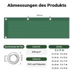 Terpo Vodoodporna ponjava temno zelena 3x5 m iz poliestra 650 g/m² s PVC prevleko – UV-odporna zaščitna ponjava z očesci