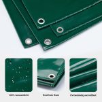 Terpo Vodoodporna ponjava temno zelena 3x5 m iz poliestra 650 g/m² s PVC prevleko – UV-odporna zaščitna ponjava z očesci