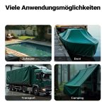 Terpo Vodoodporna ponjava temno zelena 4x8 m iz poliestra 650 g/m² s PVC prevleko – velika UV-odporna zaščitna ponjava z očesci