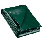 Terpo Vodoodporna ponjava temno zelena 5x8 m iz poliestra 650 g/m² s PVC prevleko – velika UV-odporna zaščitna ponjava z očesci