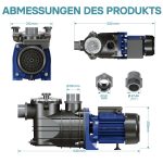 Terpo Obtočna črpalka za bazen 17.700 l/h, 1100 W – višina črpanja 15 m, IPX5