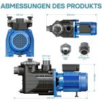 Terpo Obtočna črpalka za bazen 34.800 l/h, 3000 W – višina črpanja 19 m, IPX5