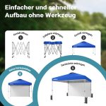 Terpo Pop-up paviljon 3 × 3 m s stransko steno in kolesi – moder