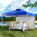 Terpo Pop-up paviljon 3 × 3 m s stransko steno in kolesi – moder