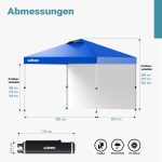 Terpo Pop-up paviljon 3 × 3 m s stransko steno in kolesi – moder