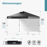 Terpo Pop-up paviljon 3 × 3 m s stransko steno in kolesi – siv