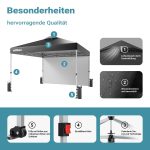 Terpo Pop-up paviljon 3 × 3 m s stransko steno in kolesi – siv