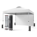 Terpo Pop-up paviljon 3 × 3 m s stransko steno in kolesi – bel, UV-zaščita 50+