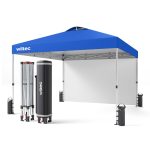 Terpo Pop-up paviljon 3 × 3 m s stransko steno in kolesi – moder